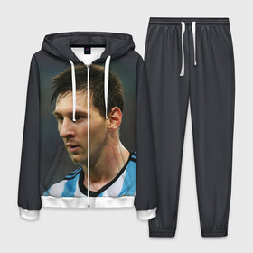 Мужской костюм 3D с принтом Leo Messi в Екатеринбурге, 100% полиэстер | Манжеты и пояс оформлены тканевой резинкой, двухслойный капюшон со шнурком для регулировки, карманы спереди | fc barcelona | football | lionel messi | messi | аргентина | барса | лео месси | фк барселона | футбол