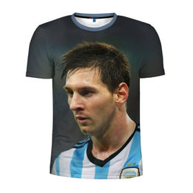 Мужская футболка 3D спортивная с принтом Leo Messi в Екатеринбурге, 100% полиэстер с улучшенными характеристиками | приталенный силуэт, круглая горловина, широкие плечи, сужается к линии бедра | Тематика изображения на принте: fc barcelona | football | lionel messi | messi | аргентина | барса | лео месси | фк барселона | футбол