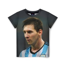 Детская футболка 3D с принтом Leo Messi в Екатеринбурге, 100% гипоаллергенный полиэфир | прямой крой, круглый вырез горловины, длина до линии бедер, чуть спущенное плечо, ткань немного тянется | fc barcelona | football | lionel messi | messi | аргентина | барса | лео месси | фк барселона | футбол