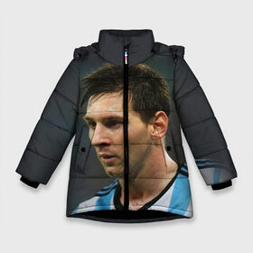 Зимняя куртка для девочек 3D с принтом Leo Messi в Екатеринбурге, ткань верха — 100% полиэстер; подклад — 100% полиэстер, утеплитель — 100% полиэстер. | длина ниже бедра, удлиненная спинка, воротник стойка и отстегивающийся капюшон. Есть боковые карманы с листочкой на кнопках, утяжки по низу изделия и внутренний карман на молнии. 

Предусмотрены светоотражающий принт на спинке, радужный светоотражающий элемент на пуллере молнии и на резинке для утяжки. | fc barcelona | football | lionel messi | messi | аргентина | барса | лео месси | фк барселона | футбол