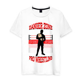 Мужская футболка хлопок с принтом Danger Zone Champion в Екатеринбурге, 100% хлопок | прямой крой, круглый вырез горловины, длина до линии бедер, слегка спущенное плечо. | danger zone | iwf | wrestling | нфр | опасная зона | реслинг | рестлинг