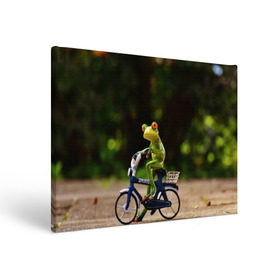 Холст прямоугольный с принтом Лягушка в Екатеринбурге, 100% ПВХ |  | Тематика изображения на принте: велосипед | жаба | животные | лягушка | мини | фигурка