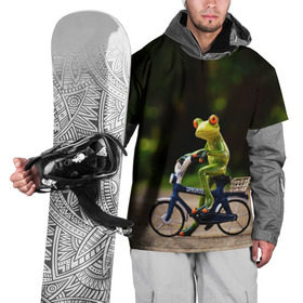 Накидка на куртку 3D с принтом Лягушка в Екатеринбурге, 100% полиэстер |  | Тематика изображения на принте: велосипед | жаба | животные | лягушка | мини | фигурка