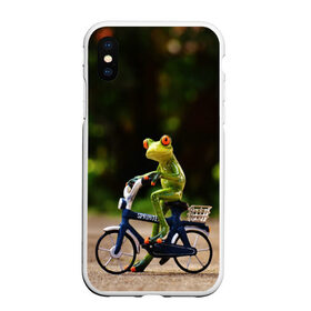 Чехол для iPhone XS Max матовый с принтом Лягушка в Екатеринбурге, Силикон | Область печати: задняя сторона чехла, без боковых панелей | велосипед | жаба | животные | лягушка | мини | фигурка