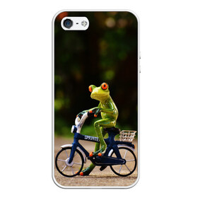 Чехол для iPhone 5/5S матовый с принтом Лягушка в Екатеринбурге, Силикон | Область печати: задняя сторона чехла, без боковых панелей | велосипед | жаба | животные | лягушка | мини | фигурка