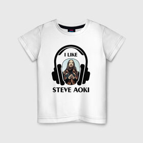 Детская футболка хлопок с принтом I like Steve Aoki в Екатеринбурге, 100% хлопок | круглый вырез горловины, полуприлегающий силуэт, длина до линии бедер | beatport | club | dim mak | dj | edm | electro | house | i like | music | production | radio | steve aoki | techno | top | trance | дискотека | звезда | клуб | любимчик | мне нравится | музыка | музыкант | наушники | продюссер | радио | фестиваль