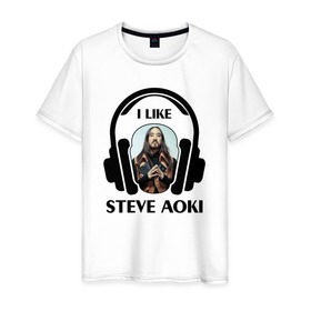 Мужская футболка хлопок с принтом I like Steve Aoki в Екатеринбурге, 100% хлопок | прямой крой, круглый вырез горловины, длина до линии бедер, слегка спущенное плечо. | beatport | club | dim mak | dj | edm | electro | house | i like | music | production | radio | steve aoki | techno | top | trance | дискотека | звезда | клуб | любимчик | мне нравится | музыка | музыкант | наушники | продюссер | радио | фестиваль