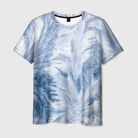 Мужская футболка 3D с принтом Морозные узоры в Екатеринбурге, 100% полиэфир | прямой крой, круглый вырез горловины, длина до линии бедер | frost | happy | new | year | год | иней | мороз | новогодние | новый | снег