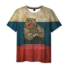 Мужская футболка 3D с принтом This is Russia в Екатеринбурге, 100% полиэфир | прямой крой, круглый вырез горловины, длина до линии бедер | Тематика изображения на принте: медведь | мишка | патриот | патриотизм | россия | руский | рф | страна | ярусский