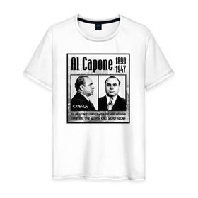 Мужская футболка хлопок с принтом Аль Капоне в Екатеринбурге, 100% хлопок | прямой крой, круглый вырез горловины, длина до линии бедер, слегка спущенное плечо. | al capone | аль капоне | гангстер | мафия | чикаго