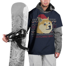 Накидка на куртку 3D с принтом Новогодний свитер Doge в Екатеринбурге, 100% полиэстер |  | Тематика изображения на принте: 2017 | new year | акита | год | мем | новогодний | новый | сиба ину