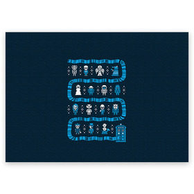 Поздравительная открытка с принтом Новогодний свитер Доктор Кто в Екатеринбурге, 100% бумага | плотность бумаги 280 г/м2, матовая, на обратной стороне линовка и место для марки
 | 2017 | new year | год | доктор | кто | новогодний | новый | петух | петушок