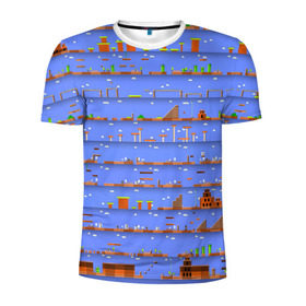 Мужская футболка 3D спортивная с принтом Super Mario world в Екатеринбурге, 100% полиэстер с улучшенными характеристиками | приталенный силуэт, круглая горловина, широкие плечи, сужается к линии бедра | nintendo | марио | нинтендо