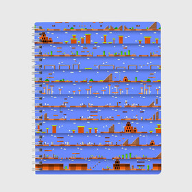 Тетрадь с принтом Super Mario world в Екатеринбурге, 100% бумага | 48 листов, плотность листов — 60 г/м2, плотность картонной обложки — 250 г/м2. Листы скреплены сбоку удобной пружинной спиралью. Уголки страниц и обложки скругленные. Цвет линий — светло-серый
 | Тематика изображения на принте: nintendo | марио | нинтендо