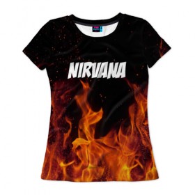 Женская футболка 3D с принтом Нирвана в Екатеринбурге, 100% полиэфир ( синтетическое хлопкоподобное полотно) | прямой крой, круглый вырез горловины, длина до линии бедер | nirvana | кобейн | курт