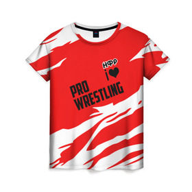 Женская футболка 3D с принтом НФР: I Love Pro Wrestling в Екатеринбурге, 100% полиэфир ( синтетическое хлопкоподобное полотно) | прямой крой, круглый вырез горловины, длина до линии бедер | danger zone | iwf | wrestling | нфр | опасная зона | реслинг | рестлинг