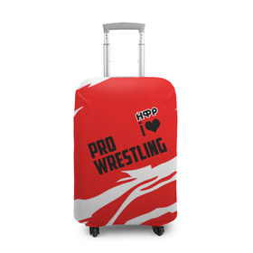 Чехол для чемодана 3D с принтом НФР: I Love Pro Wrestling в Екатеринбурге, 86% полиэфир, 14% спандекс | двустороннее нанесение принта, прорези для ручек и колес | danger zone | iwf | wrestling | нфр | опасная зона | реслинг | рестлинг