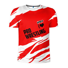 Мужская футболка 3D спортивная с принтом НФР: I Love Pro Wrestling в Екатеринбурге, 100% полиэстер с улучшенными характеристиками | приталенный силуэт, круглая горловина, широкие плечи, сужается к линии бедра | danger zone | iwf | wrestling | нфр | опасная зона | реслинг | рестлинг