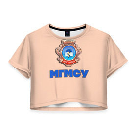 Женская футболка 3D укороченная с принтом МГМСУ в Екатеринбурге, 100% полиэстер | круглая горловина, длина футболки до линии талии, рукава с отворотами | врач | врачи | доктор | профессии | профессия | работа | хирург