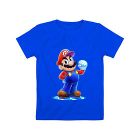 Детская футболка хлопок с принтом Mario в Екатеринбурге, 100% хлопок | круглый вырез горловины, полуприлегающий силуэт, длина до линии бедер | nintendo | марио | нинтендо