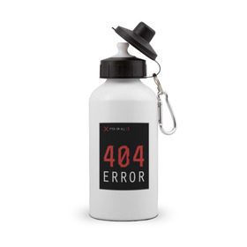 Бутылка спортивная с принтом 404 Error в Екатеринбурге, металл | емкость — 500 мл, в комплекте две пластиковые крышки и карабин для крепления | 404 | all | error | компьютер | красный | крест | мат | ошибка | помехи