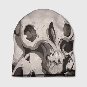 Шапка 3D с принтом Skull kamo в Екатеринбурге, 100% полиэстер | универсальный размер, печать по всей поверхности изделия | Тематика изображения на принте: helloween | skull | tumblr | хелоуин | череп
