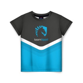 Детская футболка 3D с принтом Team Liquid Uniform в Екатеринбурге, 100% гипоаллергенный полиэфир | прямой крой, круглый вырез горловины, длина до линии бедер, чуть спущенное плечо, ткань немного тянется | dota | ggwp | glhf | team | team liquid | дота | игра | тим ликвид | униформа