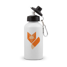 Бутылка спортивная с принтом Лиса минимализм в Екатеринбурге, металл | емкость — 500 мл, в комплекте две пластиковые крышки и карабин для крепления | Тематика изображения на принте: fox