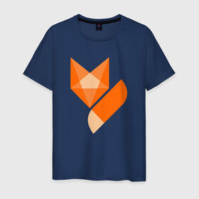 Мужская футболка хлопок с принтом Лиса минимализм в Екатеринбурге, 100% хлопок | прямой крой, круглый вырез горловины, длина до линии бедер, слегка спущенное плечо. | fox