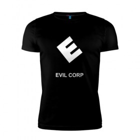 Мужская футболка премиум с принтом Evil corporation в Екатеринбурге, 92% хлопок, 8% лайкра | приталенный силуэт, круглый вырез ворота, длина до линии бедра, короткий рукав | mister | mr | robot | зла | корпорация | мистер | робот