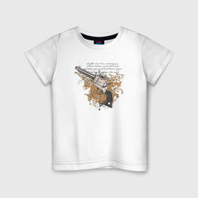 Детская футболка хлопок с принтом Револьвер с узорами в Екатеринбурге, 100% хлопок | круглый вырез горловины, полуприлегающий силуэт, длина до линии бедер | абстракция | пистолет | револьвер | револьвер с узорами