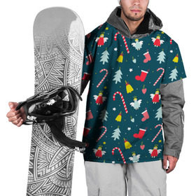 Накидка на куртку 3D с принтом Новогодний узор в Екатеринбурге, 100% полиэстер |  | ангел | ёлка | ель | зима | колокольчик | нг | новый год | олень | рождество | санта | снег