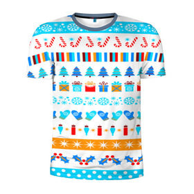 Мужская футболка 3D спортивная с принтом Новый год в Екатеринбурге, 100% полиэстер с улучшенными характеристиками | приталенный силуэт, круглая горловина, широкие плечи, сужается к линии бедра | новогодний | орнамент | паттерн | рождество