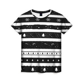 Женская футболка 3D с принтом Рождество в Екатеринбурге, 100% полиэфир ( синтетическое хлопкоподобное полотно) | прямой крой, круглый вырез горловины, длина до линии бедер | вязаный | рождество | свитер | текстура