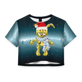 Женская футболка 3D укороченная с принтом Five Nights At Freddy`s в Екатеринбурге, 100% полиэстер | круглая горловина, длина футболки до линии талии, рукава с отворотами | fnaf | freddy | бонни | медведь | мишка | фнаф | фокси | фредди