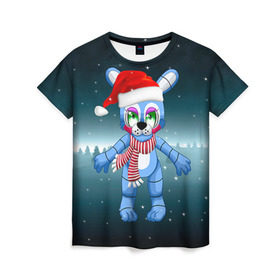 Женская футболка 3D с принтом Five Nights At Freddy`s в Екатеринбурге, 100% полиэфир ( синтетическое хлопкоподобное полотно) | прямой крой, круглый вырез горловины, длина до линии бедер | fnaf | freddy | бонни | медведь | мишка | фнаф | фокси | фредди