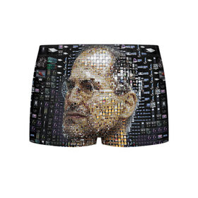 Мужские трусы 3D с принтом Стив Джобс в Екатеринбурге, 50% хлопок, 50% полиэстер | классическая посадка, на поясе мягкая тканевая резинка | steve jobs