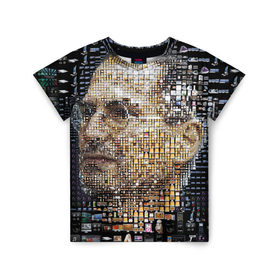 Детская футболка 3D с принтом Стив Джобс в Екатеринбурге, 100% гипоаллергенный полиэфир | прямой крой, круглый вырез горловины, длина до линии бедер, чуть спущенное плечо, ткань немного тянется | steve jobs