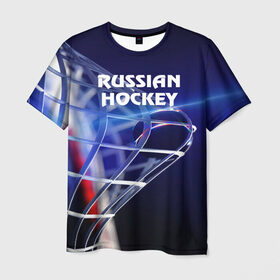 Мужская футболка 3D с принтом Русский хоккей в Екатеринбурге, 100% полиэфир | прямой крой, круглый вырез горловины, длина до линии бедер | Тематика изображения на принте: hockey | red machine | красная машина | кхл | русский | сборная россии | хоккей | шайба