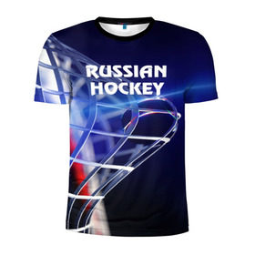 Мужская футболка 3D спортивная с принтом Русский хоккей в Екатеринбурге, 100% полиэстер с улучшенными характеристиками | приталенный силуэт, круглая горловина, широкие плечи, сужается к линии бедра | hockey | red machine | красная машина | кхл | русский | сборная россии | хоккей | шайба
