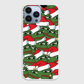 Чехол для iPhone 13 Pro Max с принтом Sad frog new year в Екатеринбурге,  |  | Тематика изображения на принте: грустная | дед мороз | лягушка | пепе | санта