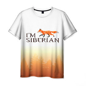 Мужская футболка 3D с принтом Я из Сибири в Екатеринбурге, 100% полиэфир | прямой крой, круглый вырез горловины, длина до линии бедер | siberia | лес | лиса | приключения | россия | сибирь | тайга | туризм | холод | экстрим
