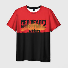 Мужская футболка 3D с принтом Red Dead Redemption 2 в Екатеринбурге, 100% полиэфир | прямой крой, круглый вырез горловины, длина до линии бедер | rdr | rdr2 | red dead redemption 2 | rockstar | дикий запад | ковбои
