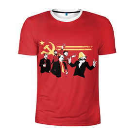 Мужская футболка 3D спортивная с принтом Back in the USSR в Екатеринбурге, 100% полиэстер с улучшенными характеристиками | приталенный силуэт, круглая горловина, широкие плечи, сужается к линии бедра | гевара | ленин | ретро | советский | союз | ссср | сталин | че