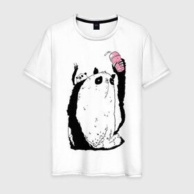 Мужская футболка хлопок с принтом panda в Екатеринбурге, 100% хлопок | прямой крой, круглый вырез горловины, длина до линии бедер, слегка спущенное плечо. | dd | drop dead | dropdead | milk | milkshake | panda | tmblr | tumbler