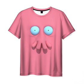 Мужская футболка 3D с принтом Доктор Зойдберг в Екатеринбурге, 100% полиэфир | прямой крой, круглый вырез горловины, длина до линии бедер | будущее | врач | краб | лицо | розовый | фантастика | футурама | щупальца