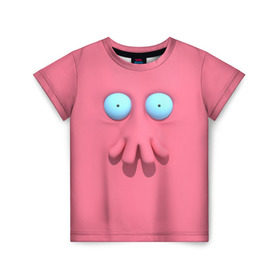 Детская футболка 3D с принтом Доктор Зойдберг в Екатеринбурге, 100% гипоаллергенный полиэфир | прямой крой, круглый вырез горловины, длина до линии бедер, чуть спущенное плечо, ткань немного тянется | Тематика изображения на принте: будущее | врач | краб | лицо | розовый | фантастика | футурама | щупальца
