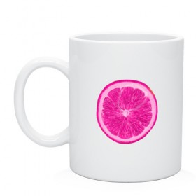 Кружка с принтом Розовый лимон в Екатеринбурге, керамика | объем — 330 мл, диаметр — 80 мм. Принт наносится на бока кружки, можно сделать два разных изображения | еда | кислый | лимон | розовый цвет | фрукт