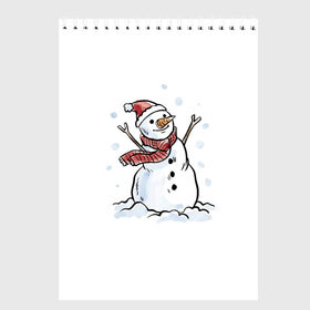 Скетчбук с принтом Снеговик в Екатеринбурге, 100% бумага
 | 48 листов, плотность листов — 100 г/м2, плотность картонной обложки — 250 г/м2. Листы скреплены сверху удобной пружинной спиралью | Тематика изображения на принте: happy new year | new year | santa claus | дед мороз | дедушка мороз | новый год | санта клаус | снеговик