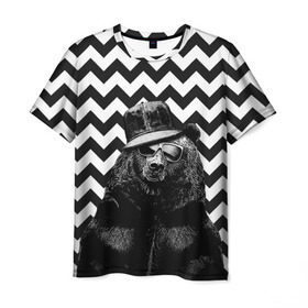 Мужская футболка 3D с принтом Mr. Bear в Екатеринбурге, 100% полиэфир | прямой крой, круглый вырез горловины, длина до линии бедер | Тематика изображения на принте: bear | beast | mister | roar | swag | зверь | медведь | мистер | свэг